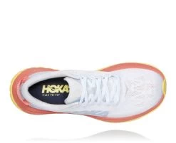 Hoka One One Carbon X Hardloopschoenen Wit/roze/geel Dames -Sportschoenenwinkel 1102887 ncln 005