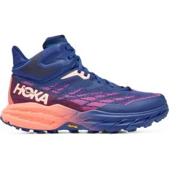 Hoka Speedgoat 5 Mid GTX Dames Hardloopschoenen - Bellwether Blue / Camellia -Sportschoenenwinkel hoka speedgoat 5 mid gtx women s hiking shoes bellwether blue camellia 5 1240500